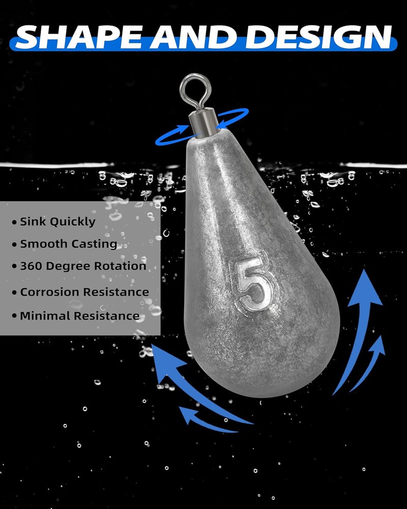 BLUEWING Casting Swivel Bell Sinkers Fishing Weights 1/2oz-8oz Drop Shot Dipsey Lead Saltwater - Image 3